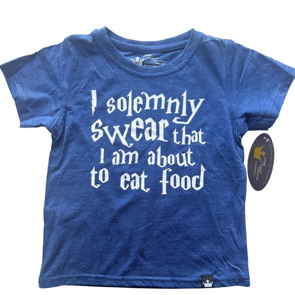 Littlest Prince Couture Kids T-Shirt 4T Blue Cotton Blend Graphic